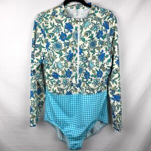 NWOT Lands' End Mastectomy Tugless Long Sleeve Rash Guard Swimsuit 22W Summer